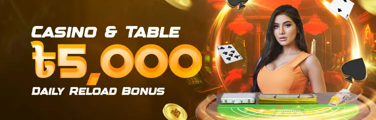 Casino & Table 20% Daily Reload Bonus, 5000 BDT